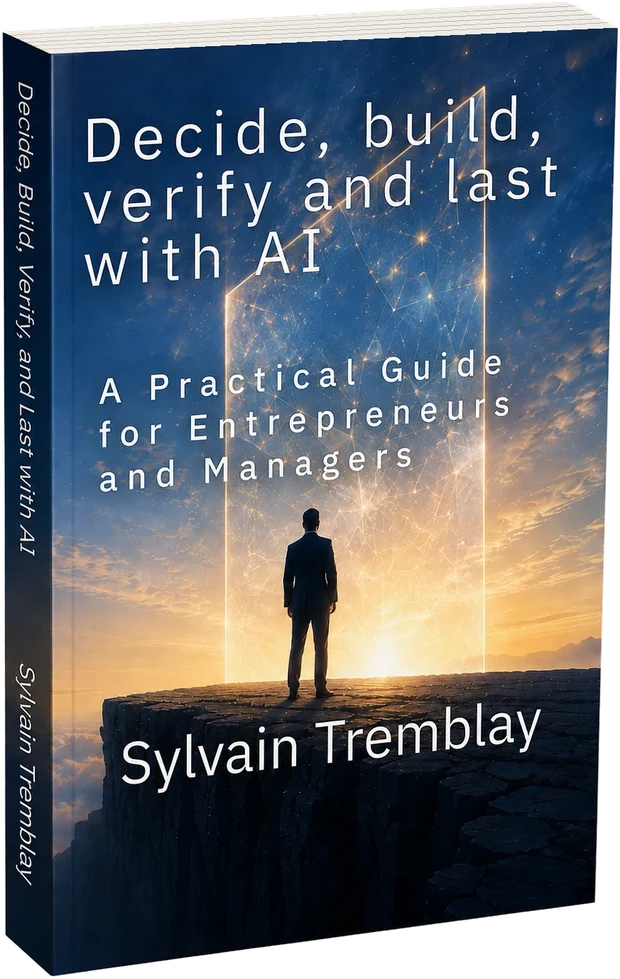 The guide Decide, build, verify and last with AI, three-quarter view